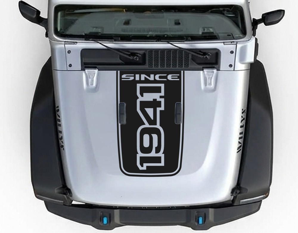 Hood Blackout Decal with 1941 Fits 2018-2026 Jeep Wrangler Gladiator