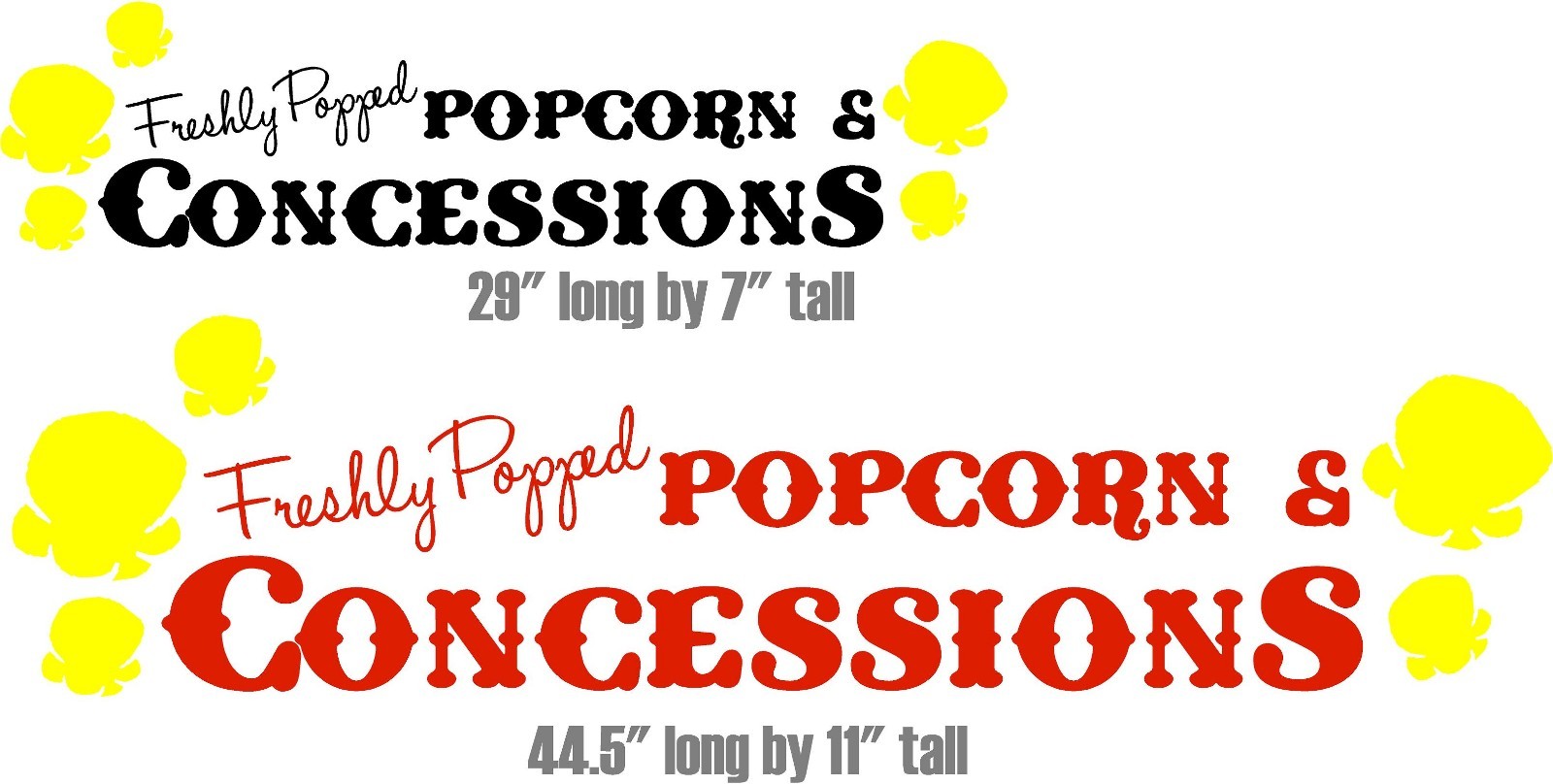 Freshly popped popcorn concession sign home movie theater vinyl wall decor decal