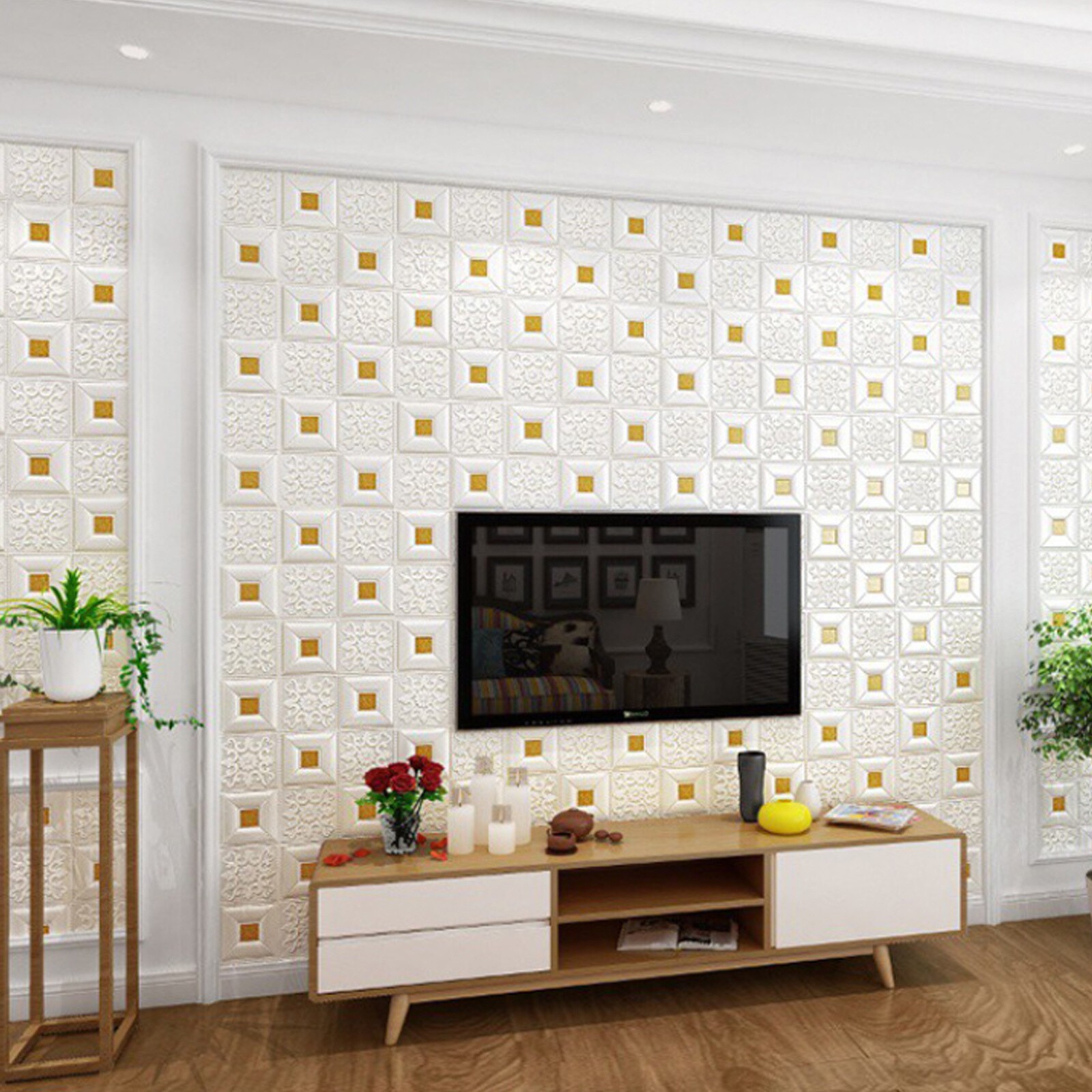 10 Pcs 3D Wall Panels Self-adhesive Tile Brick Sticker Foam Wallpaper Waterpro4Z
