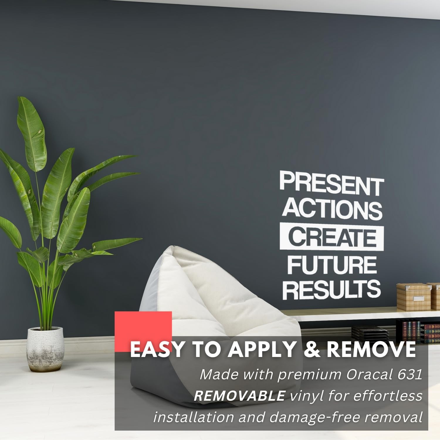 – Present Actions Wall Decal – Motivational Sticker Quote, Inspirational Viny…