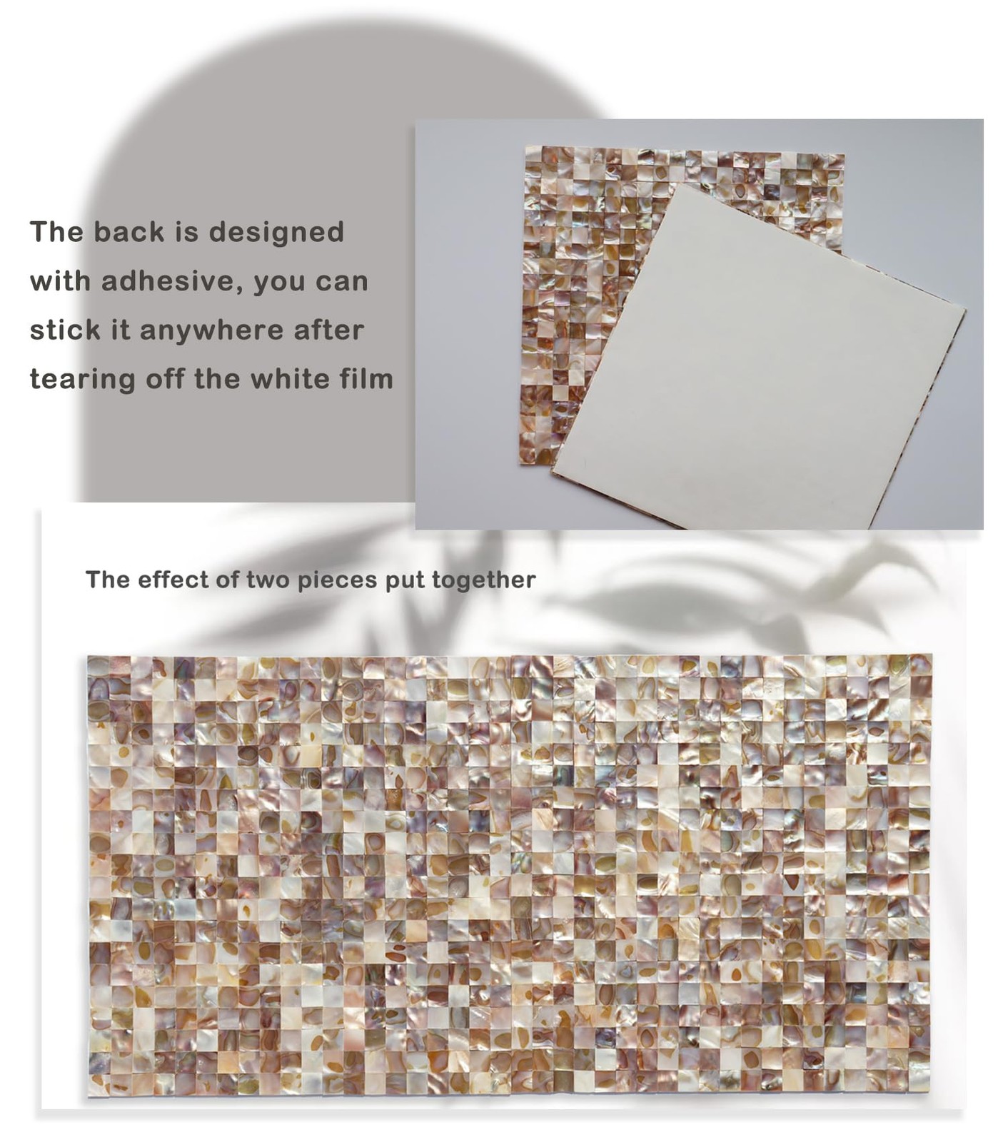 Peel and Stick Mother of Pearl Shell Backsplash Tile, for Kitchen Wall Room B…