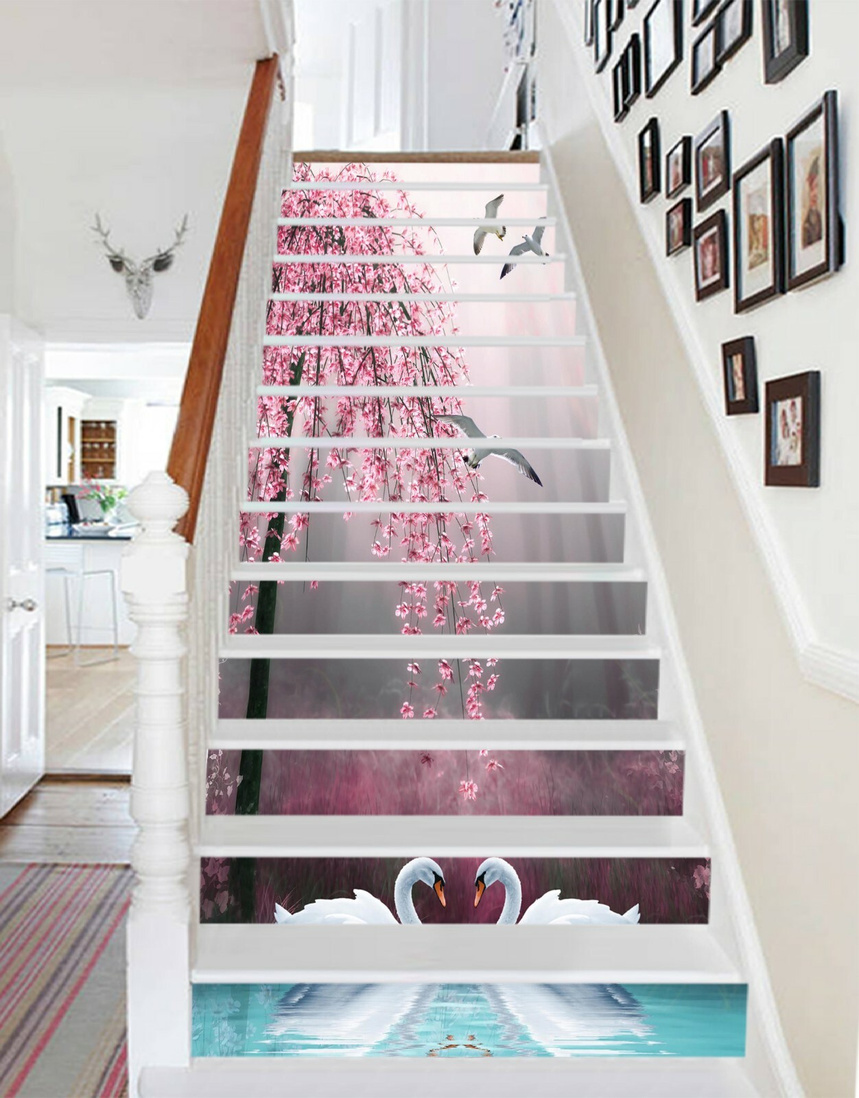 3D Fantasy Swan 647NA Stair Risers Decoration Photo Mural Decal Wallpaper Fay