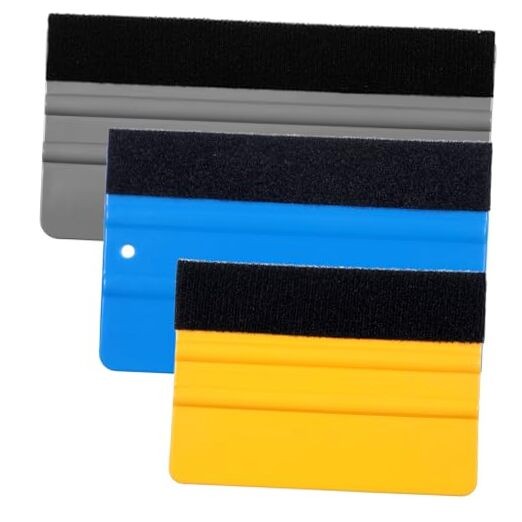 3 Pcs Squeegee for Vinyl, Black Felt Edge Vinyl Squeegee 4in, 5in, 6in Felt
