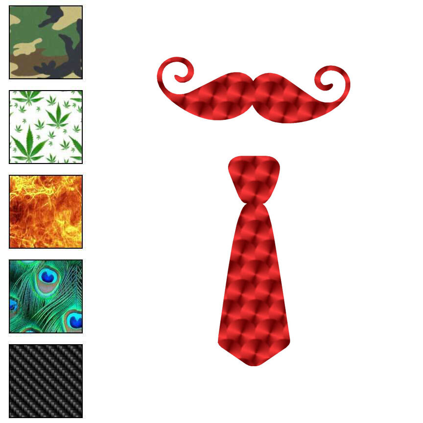 Mustache Tie, Vinyl Decal Sticker, 40 Patterns & 3 Sizes, #6320