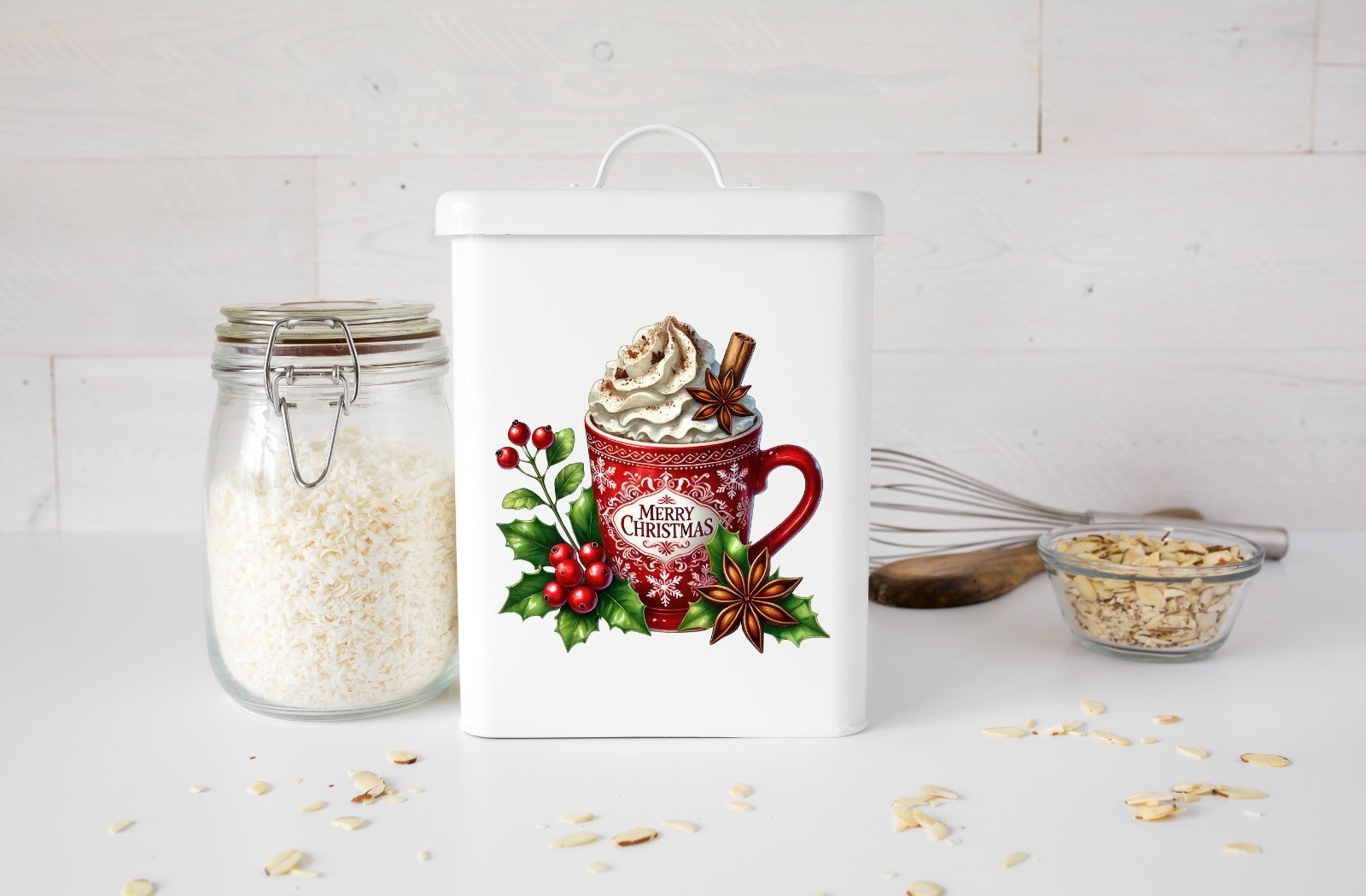Holly Hot Cocoa Christmas UV DTF Transparent Sticker / Decal