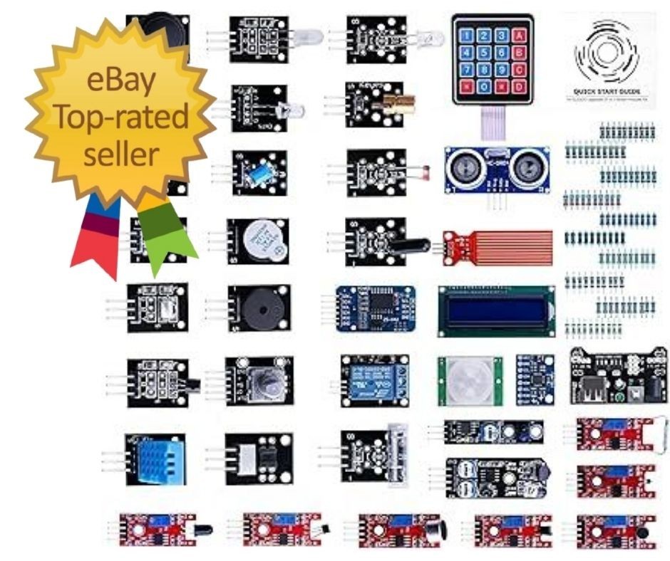 Upgraded 37 in 1 Sensor Modules Kit with Tutorial Compatible with R3 MEGA 2560 N