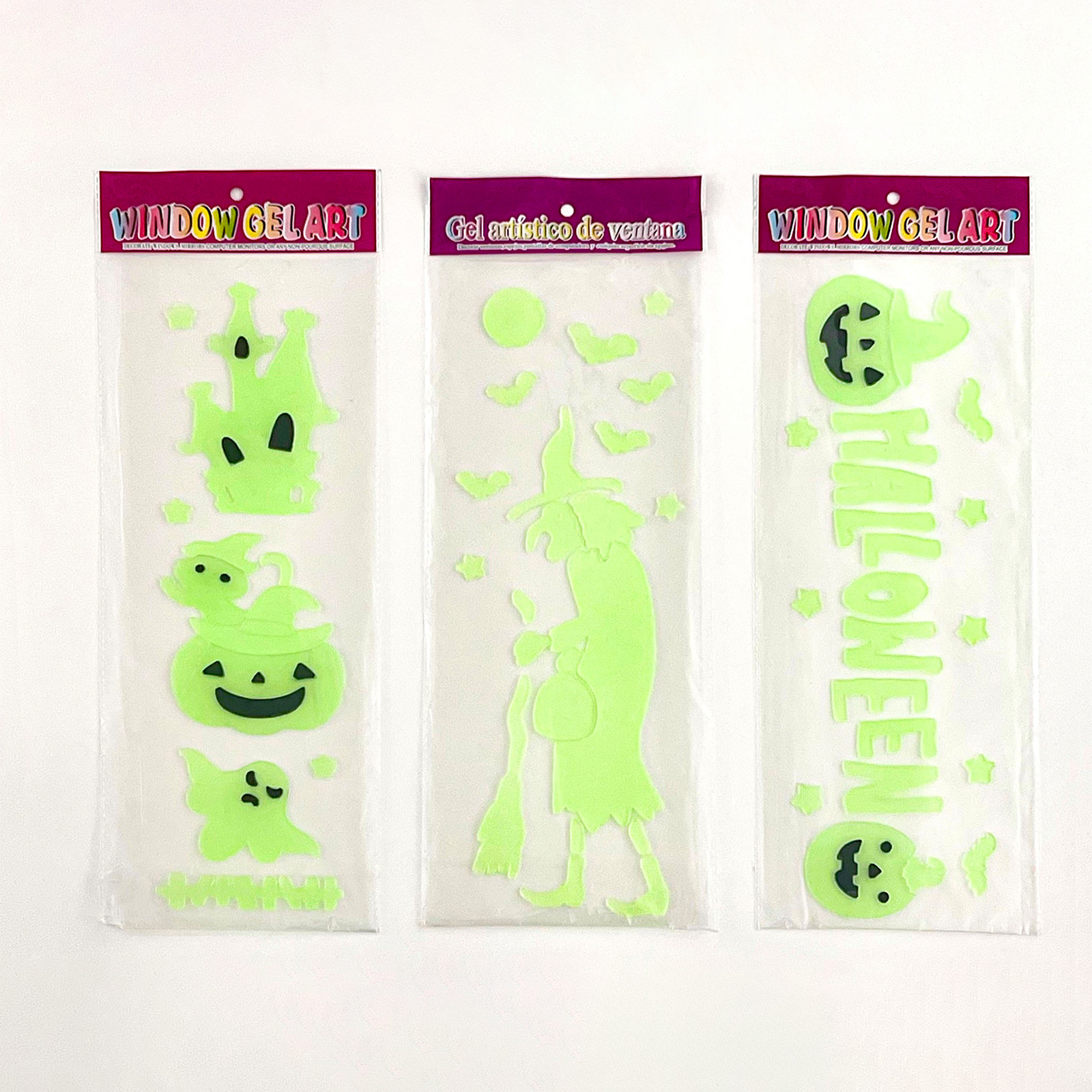 Halloween Luminous Window Gel Clings – 3Pck Stickers for Home Decor