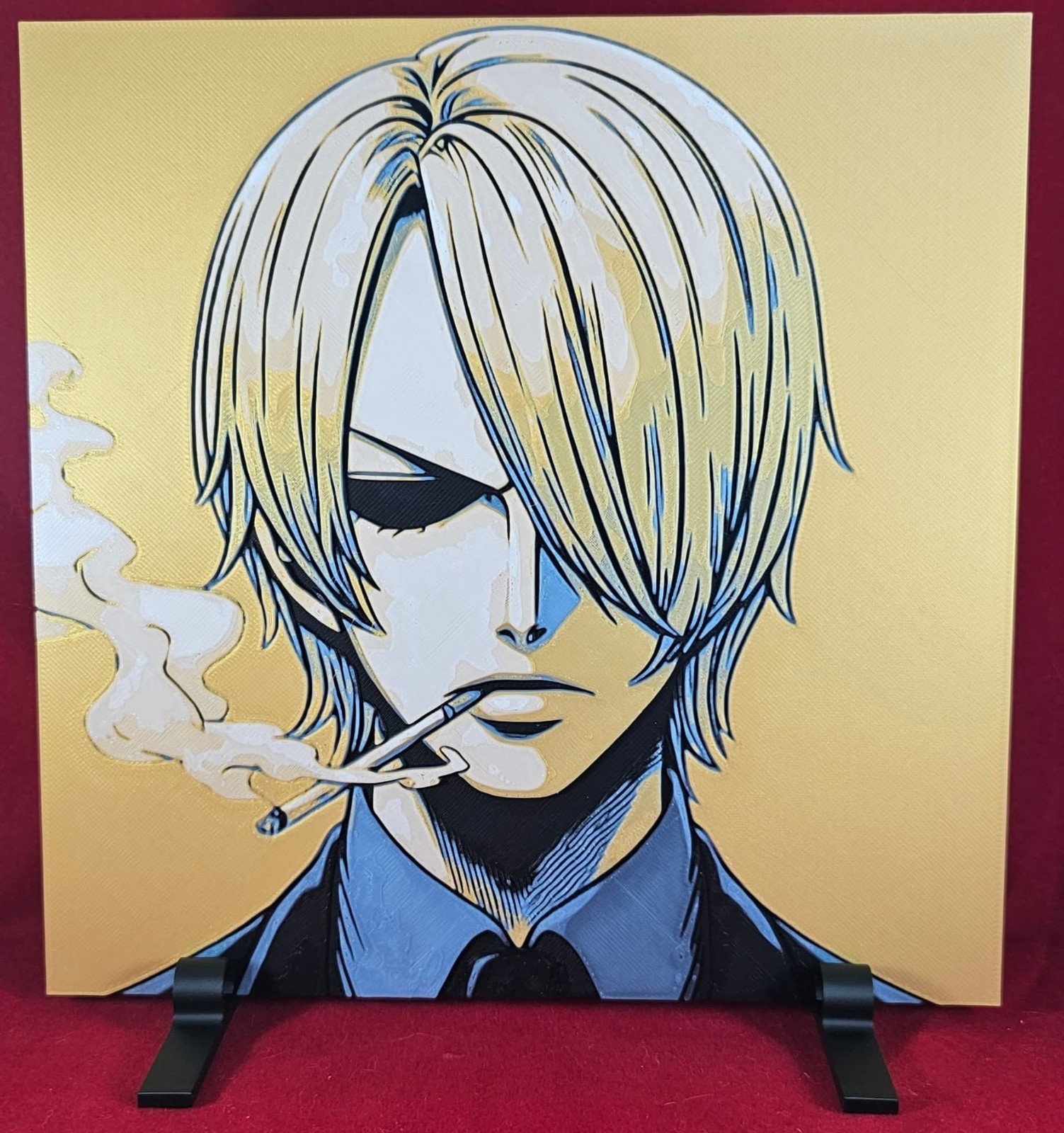 Cool Anime Man 3D Wall Art 8×8 Tuxedo Print w Stand Decor