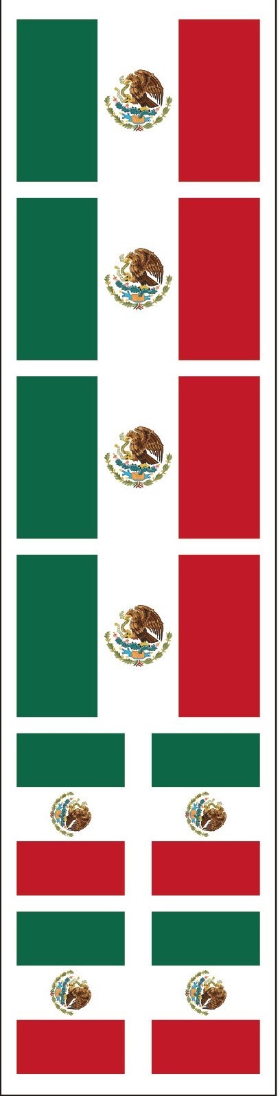 40 Removable Stickers: Mexico Flag: Mexican Party Favors, Decals
