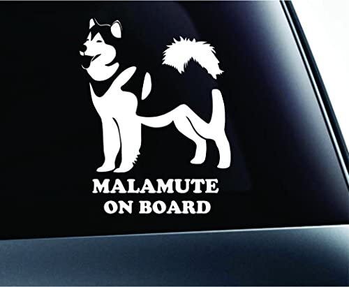 Vinyl Decal for Window – Malamute On Board (May Personalize w/ Name)