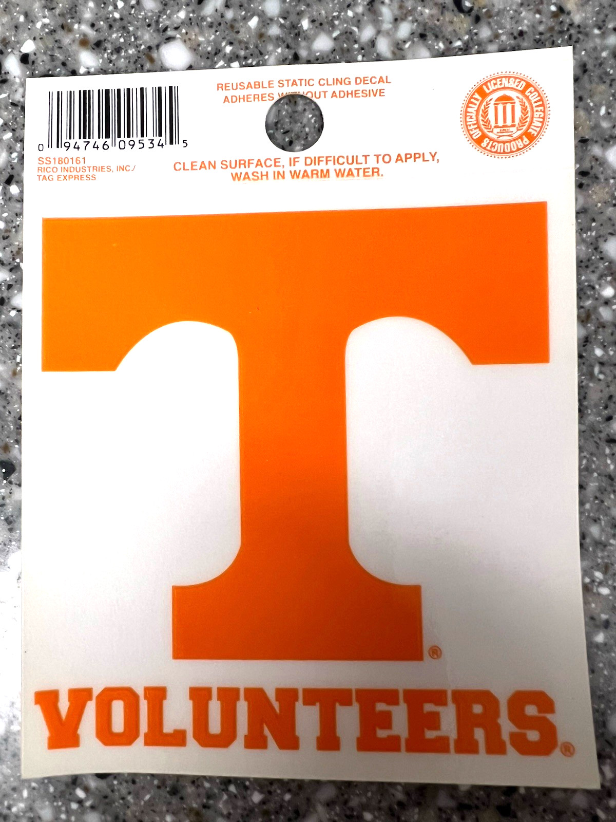 3 TENNESSEE VOLUNTEERS 3 1/2" x 3 3/4" Reuseable Cling Decals (2 Colors Choice )