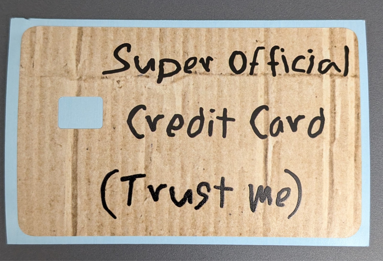 Super Official Cardboard Credit Card, Debit Card Skin Funny Decal Wrap Sticker