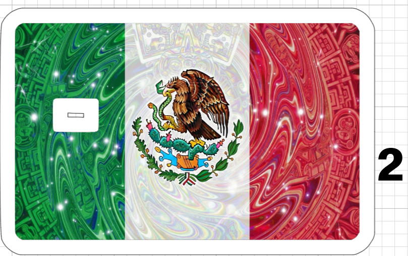 Psychedelic Mexican Flag ATM Debit Credit Sticker Skin Mexico Latino 420 Party