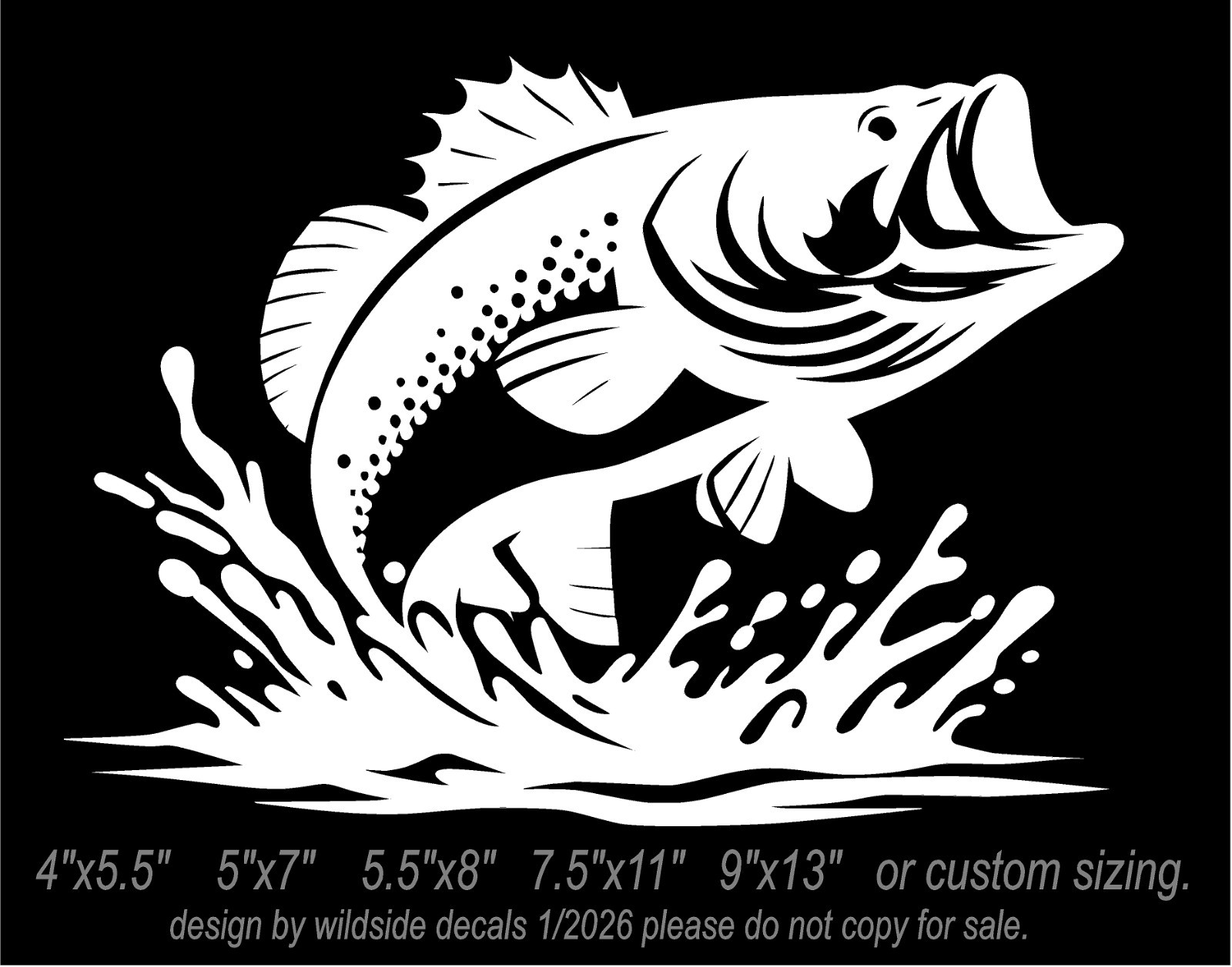Large Mouth Bass Fish Vinyl Decal car truck window fishing boat sticker