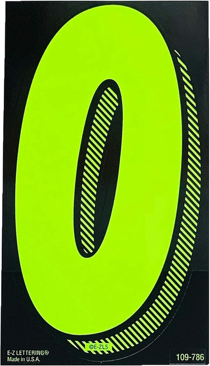 EZ Line Vinyl Decals for Cars Chartreuse Large Number Stickers Windshield Pricin