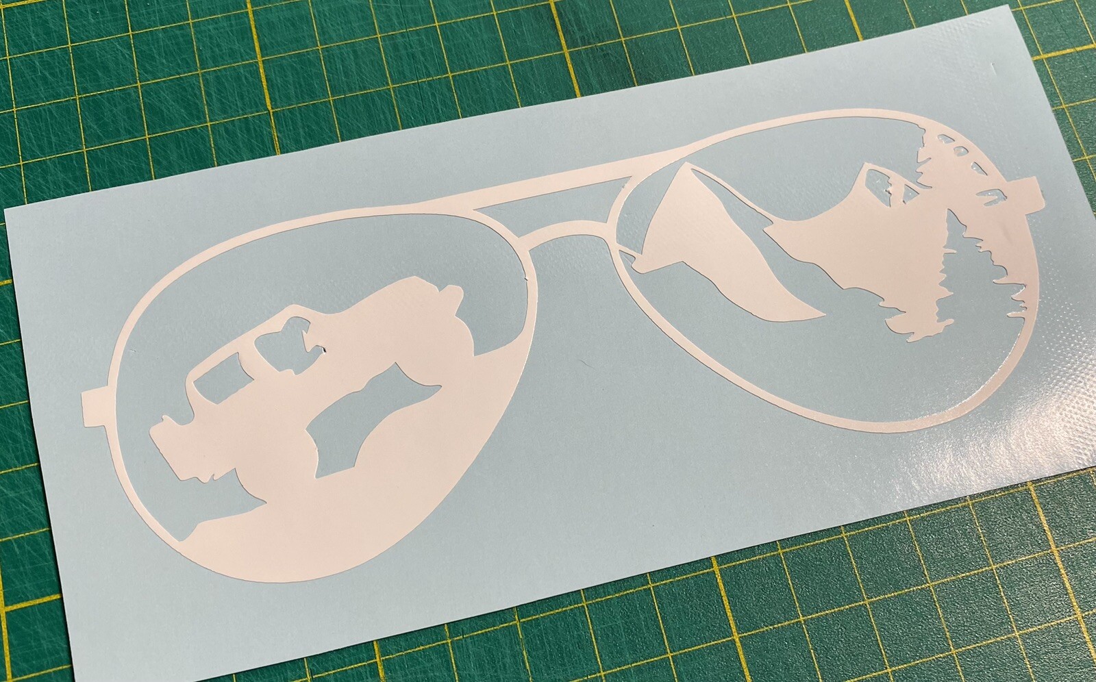 Vinyl Decal for Window – Sunglasses, Jeep, Mountains