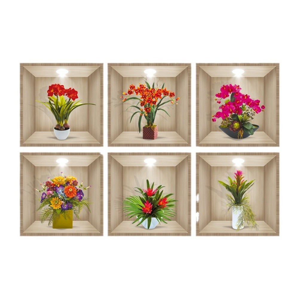 PVC 3D Vintage Flower Wall Stickers Multicolor for Living Room Bedroom
