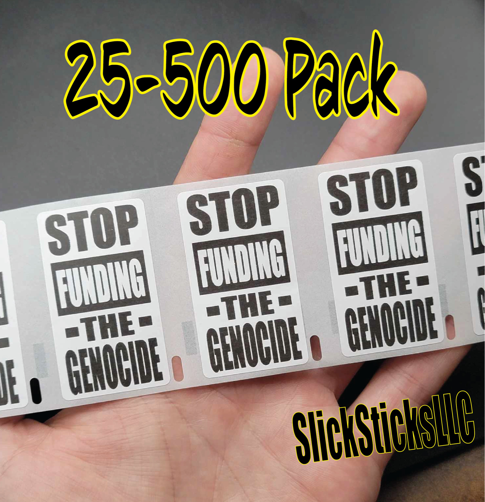 "STOP FUNDING THE GENOCIDE" 25-500 Pack stickers Gaza palestine end occupation