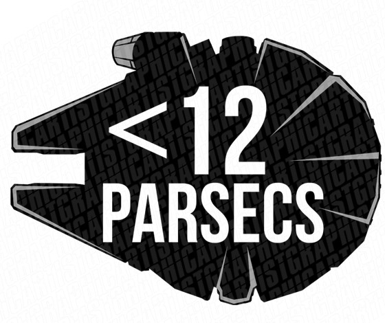 2 1/4"x3" Star Wars Millennium Falcon 12 Parsecs STICKER