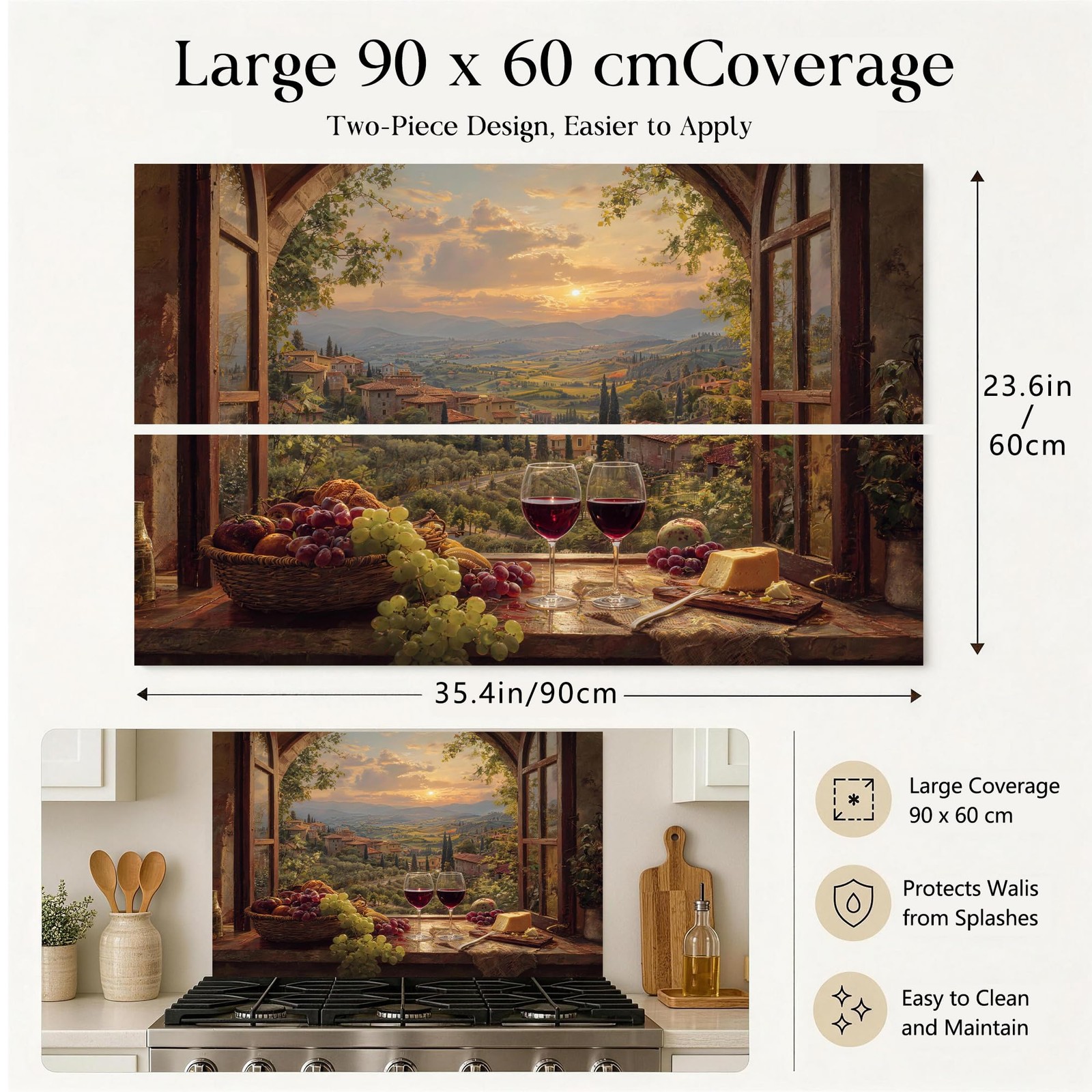 Wall Sticker 35.5×23.6 Inch Removable Adhesive Large Wall Mural Decal Scenic …