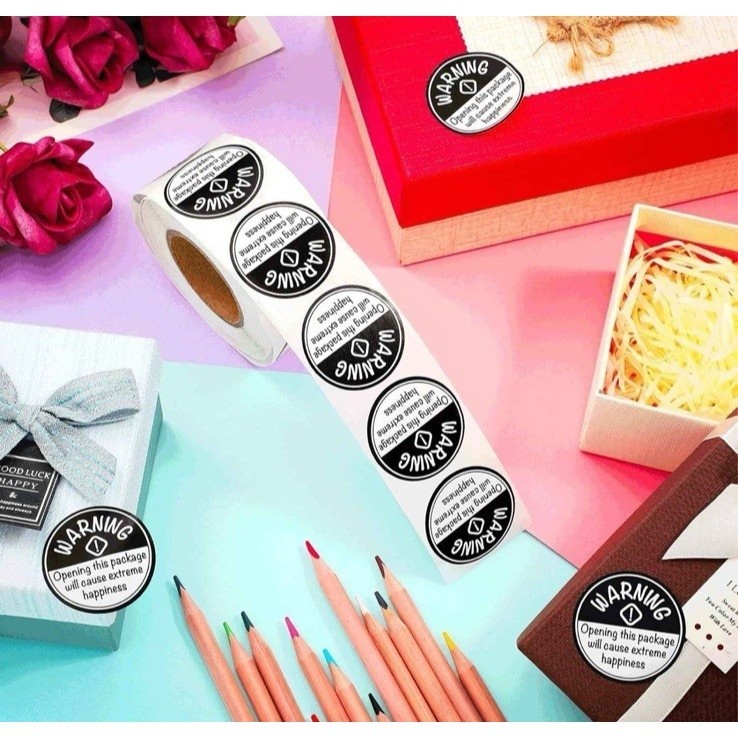 500pcs Extreme Happiness Stickers Black Round Self-Adhesive 1.5 Inch Labels Roll