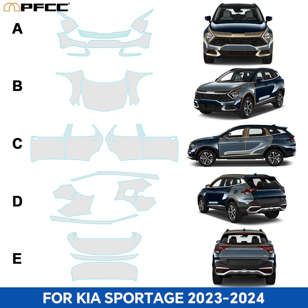 Full Car For KIA Sportage 2023-2024 PreCut Paint Protection Film Gloss TPU PPF