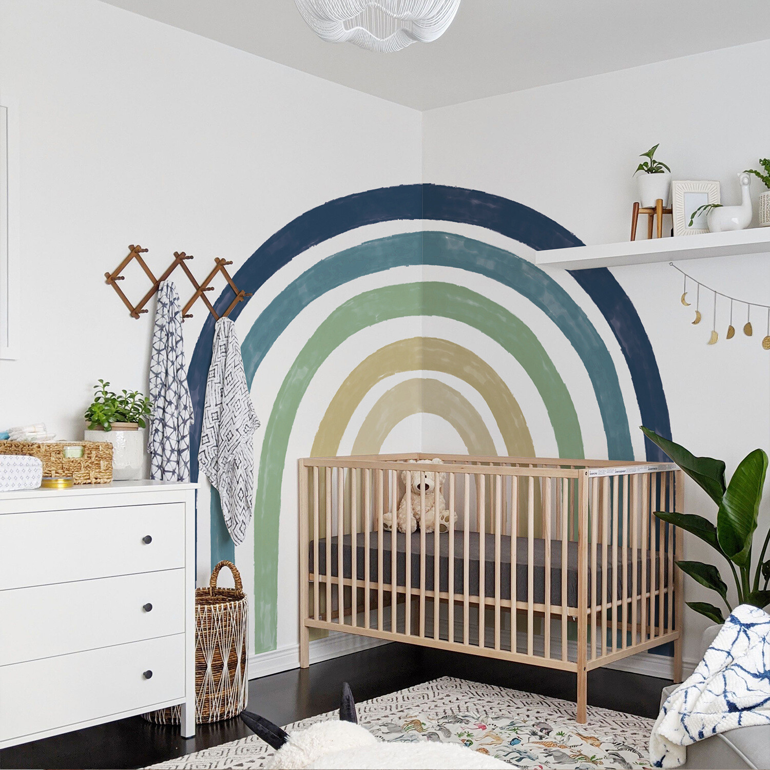 Fabric Large Blue Arch Precut Wall Mural Stickers Peel and Stick 94.49" x78.74"