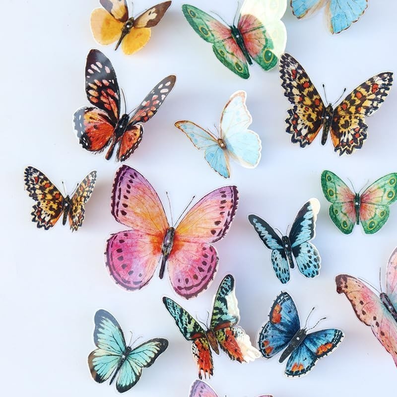 36 Pcs Watercolor Butterfly 3D Wall Stickers Butterflies Room Home Decoration…