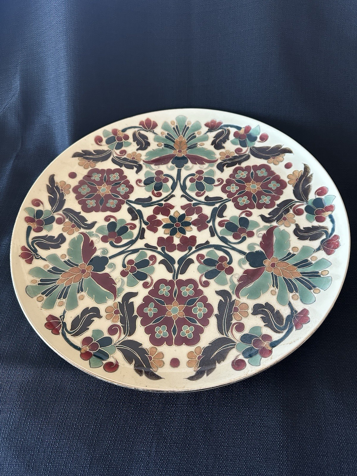 Vintage Large Ceramic Wall Charger Plate Persian/Turkish Boho Style Floral decor