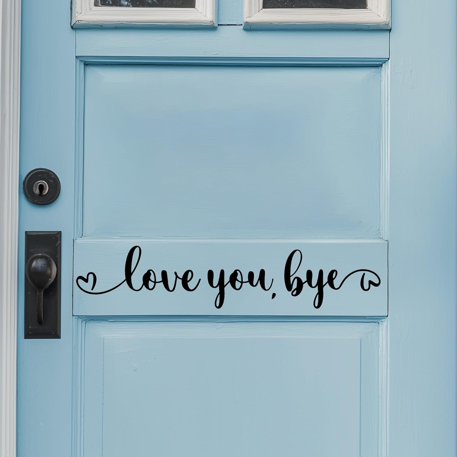 “Love You, Bye” Door Decal – Black Vinyl Entrance Wall Sticker – Farmhouse Home