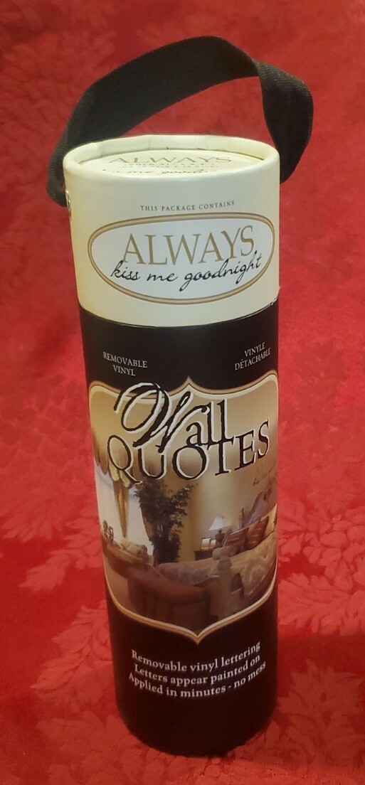 Wall Quotes "Always Kiss Me Goodnight" Removable Vinyl Lettering Gold Black NEW!