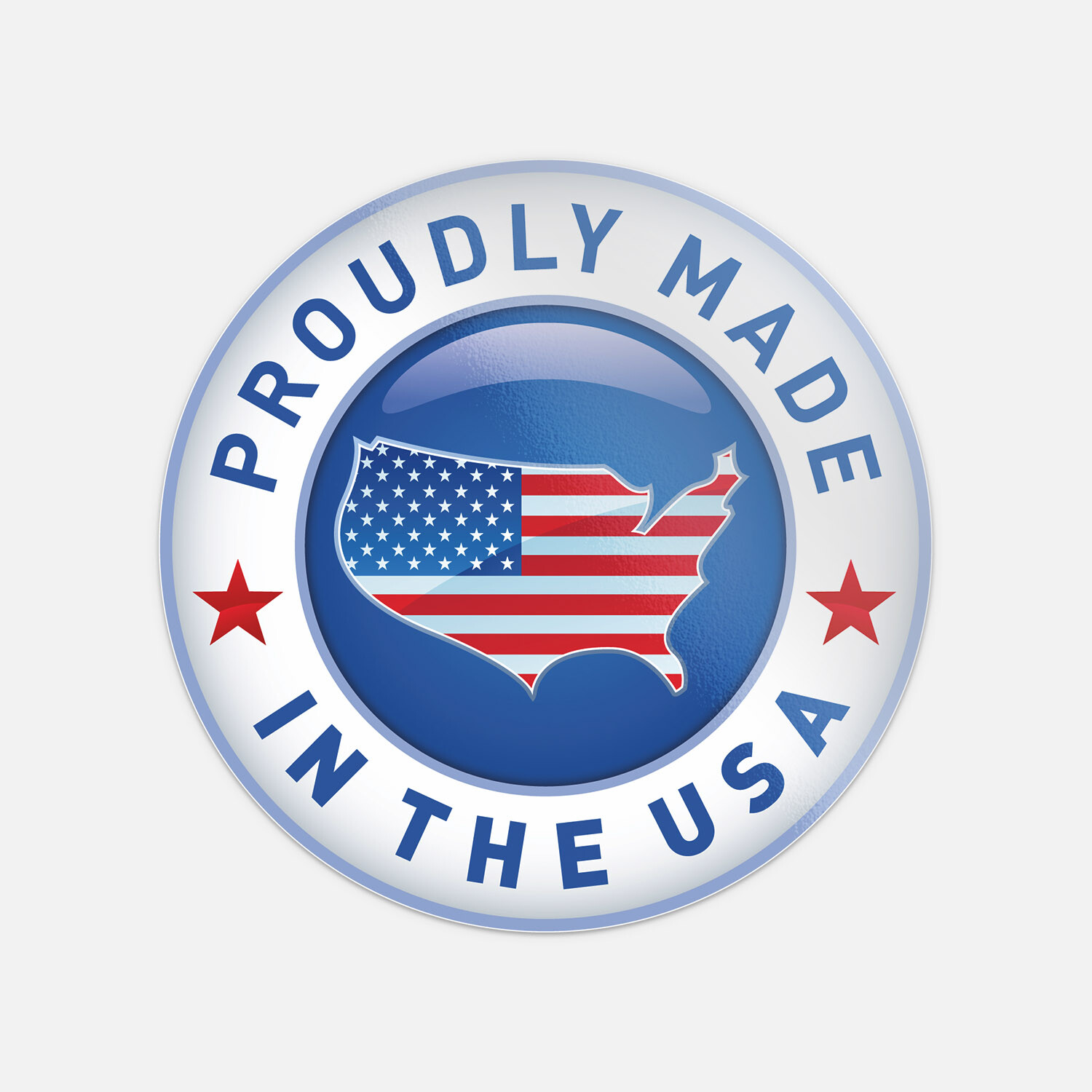 Proudly Made In The USA Round Flag Vinyl Sticker Decal