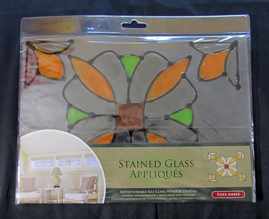 Brewster Home Fashions ~ Essex Amber Stained Glass Appliqué Sticker 10.5 x 7.7