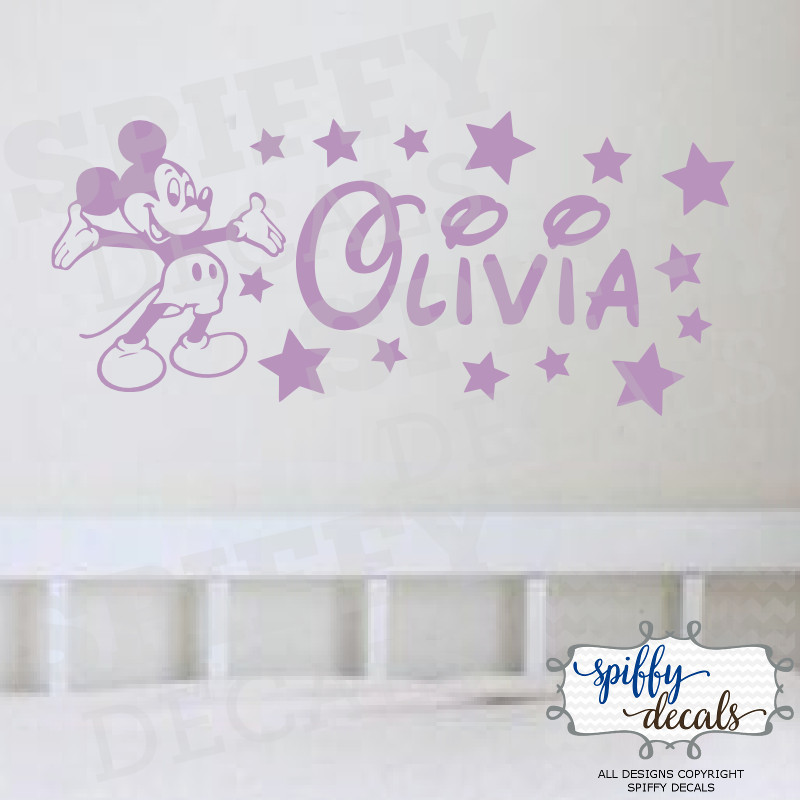 Mickey Mouse Personalized Name Custom Wall Decal Vinyl Sticker Walt Disney Stars