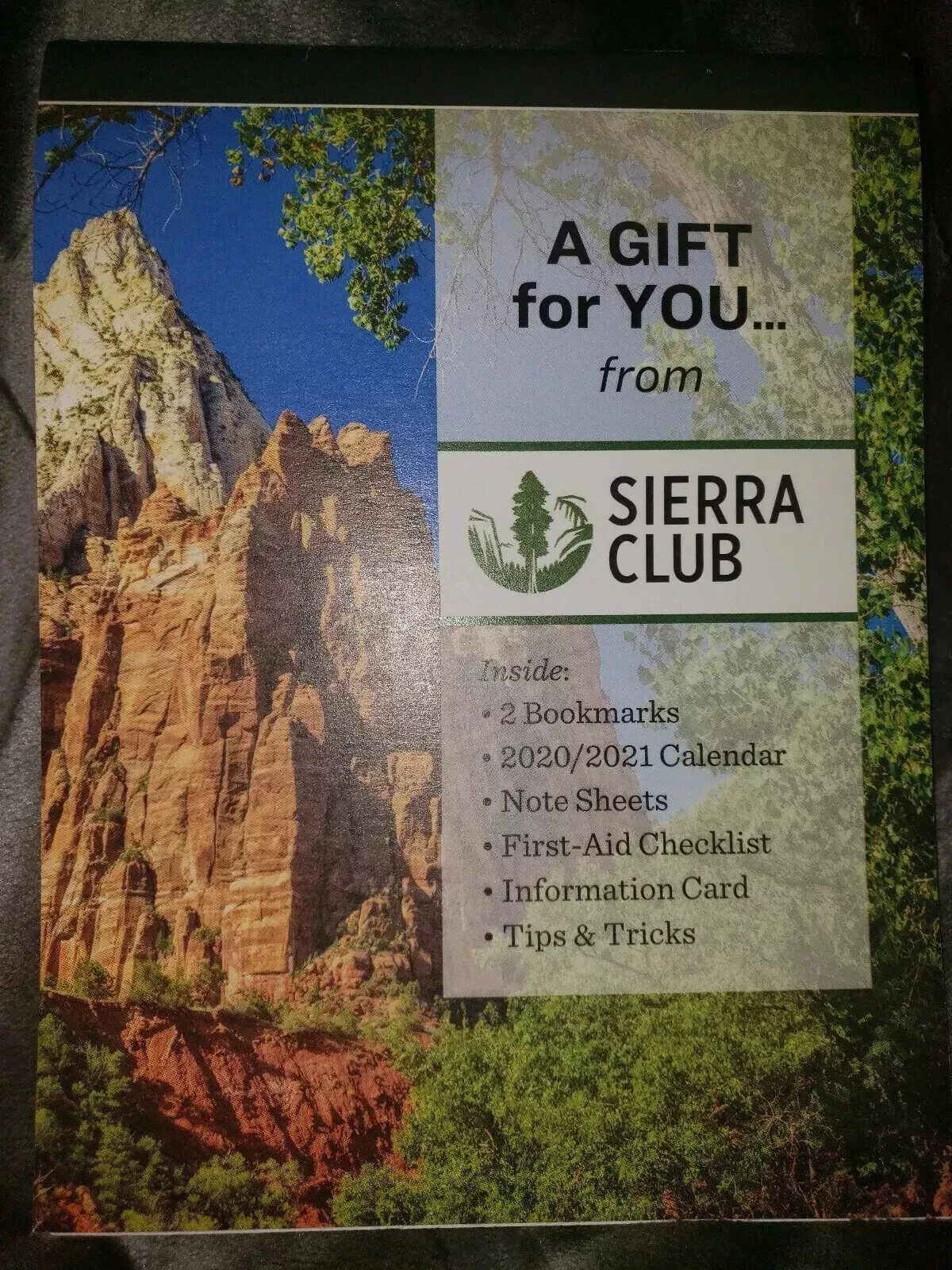 NEW Sierra Club 2 Bookmarks, 2020/2021 Calendar, Note Sheets, First Aid…