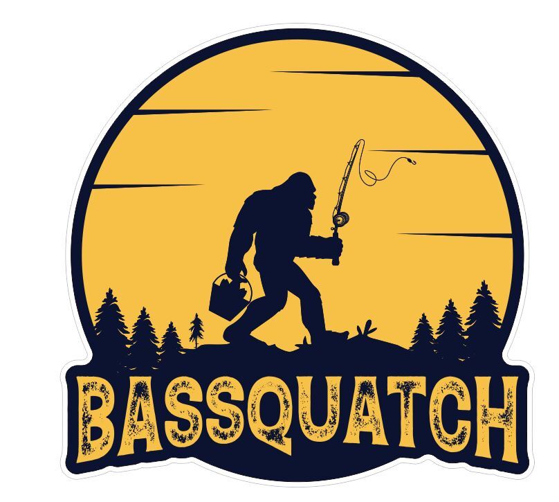 Bigfoot Sasquatch Bass Fishing Sticker Stickers A330