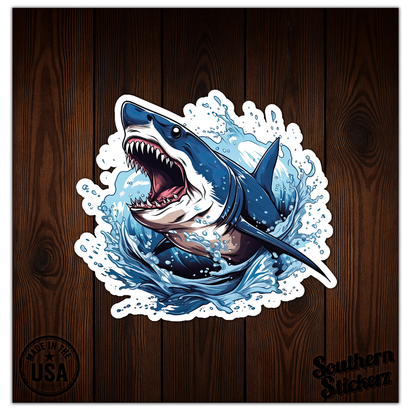 Shark Wave Bite – Vinyl Decal Sticker – Car Window Laptop – ebn9507