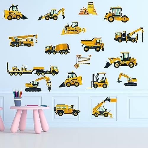 Construction Vehicles Wall Decals – Peel & Stick Removable Stickers for Kids' Ro