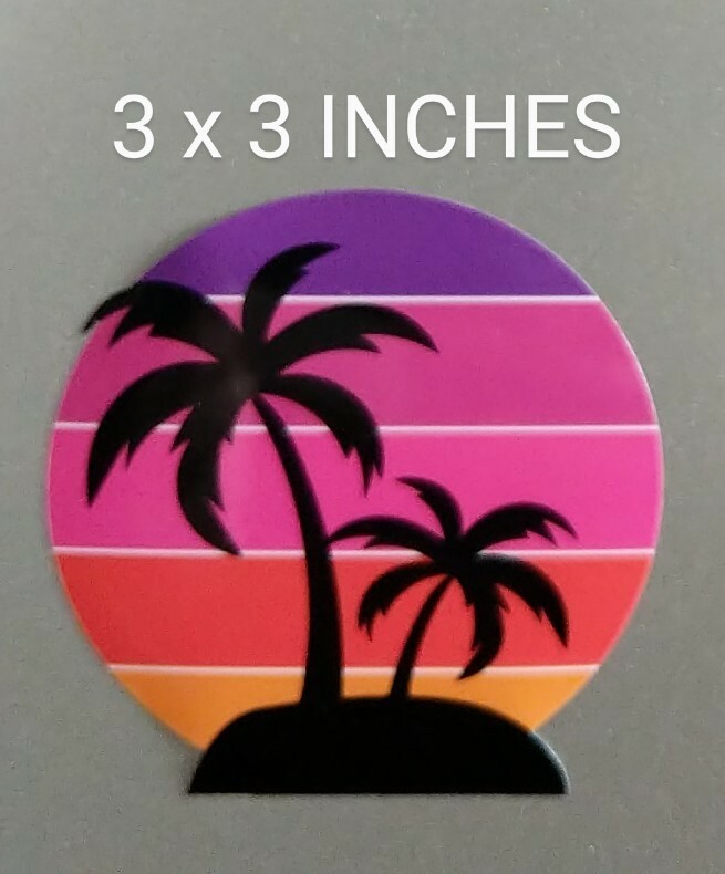3" Palm Tree Retro Decal Vinyl Sticker Beach Tropical Summer Life Sunset Ocean