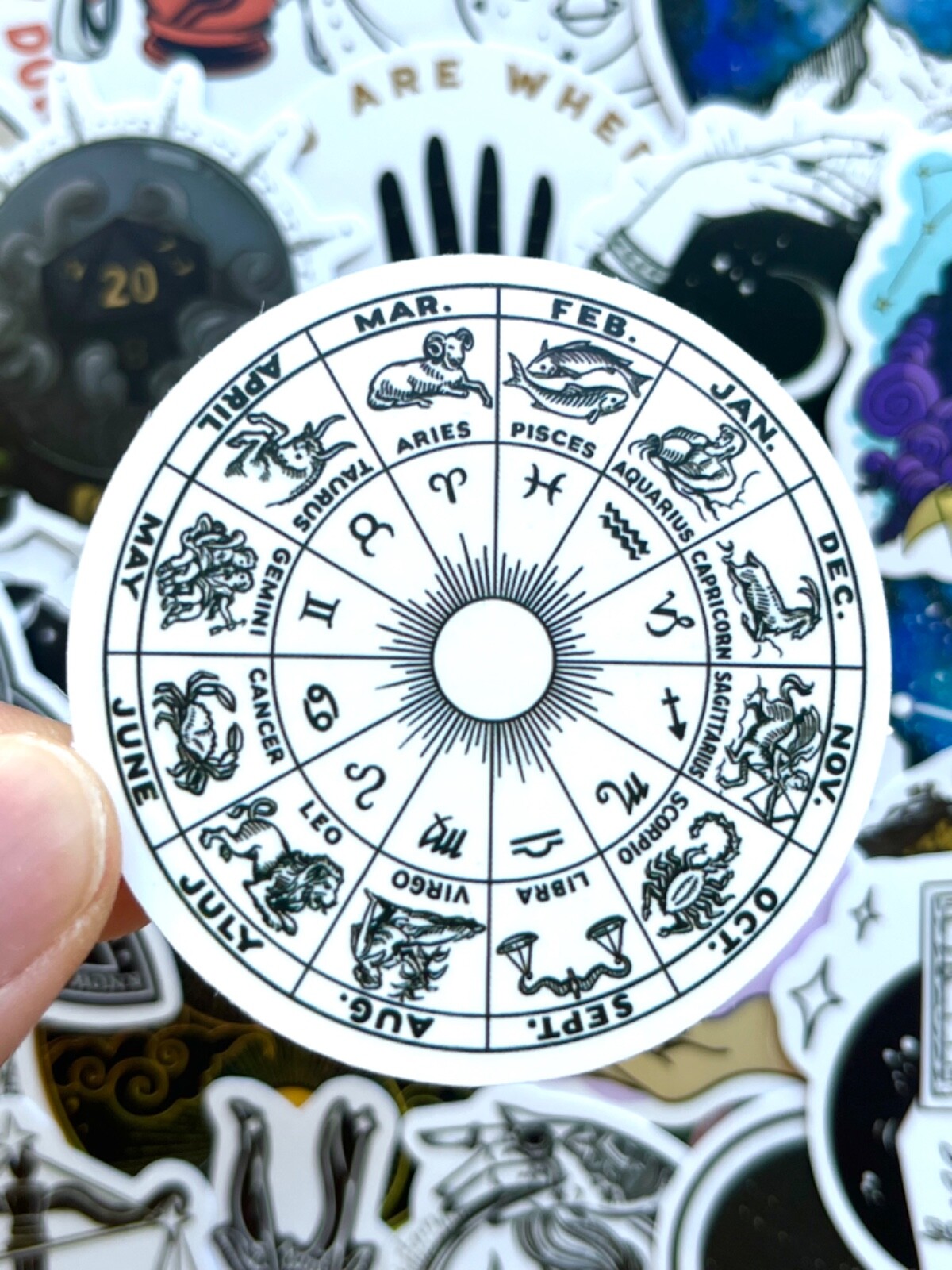 5-50 pcs Gothic Zodiac Stickers, Retro Astrology Tarot Horoscope Laptop Decals
