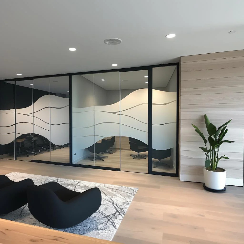 Frosted Glass Privacy Sticker | Wave Design Window Film for Office Home