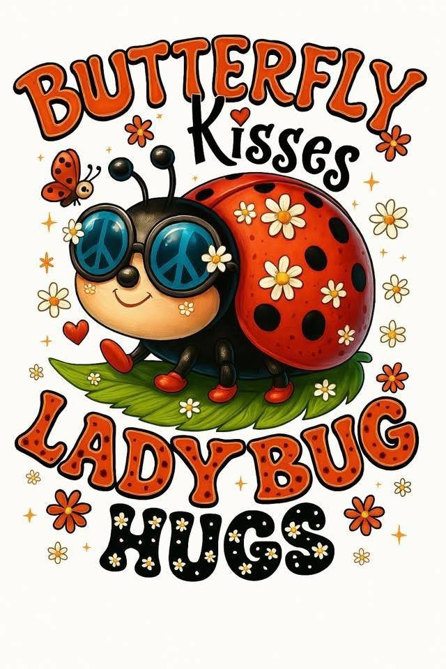 Butterfly Kisses and Ladybug Hugs Stick Laptop Wall Mirror Cup Tumblr Locker Bin