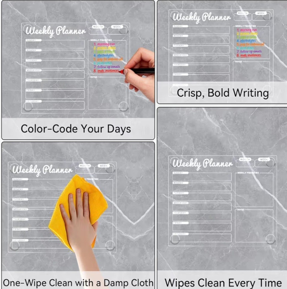 Weekly Monthly Vinyl Planner Decal Kit – Reusable for Fridge, Wall, Glass