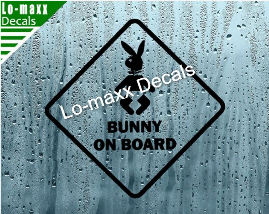 Bunny On Board Funny Original Design Superior Quality Die Cut Vinyl Decal