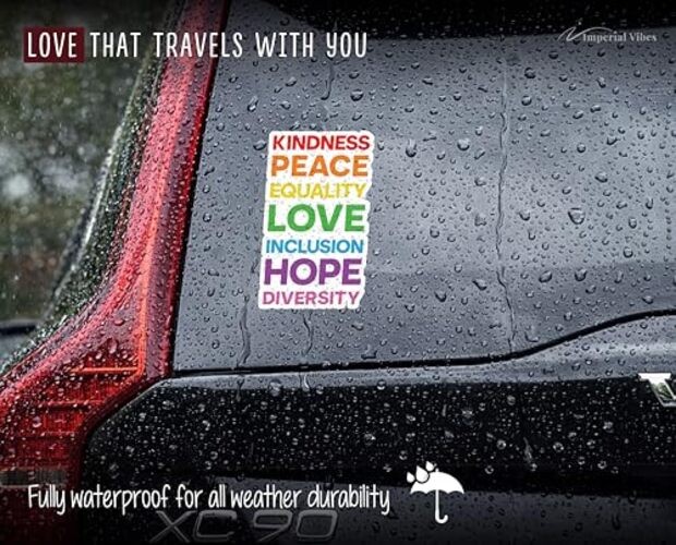 Vinyl Decal for Cars, Trucks, and Vans – Kindness, Peace, Equality