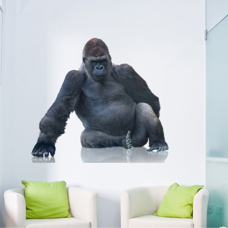 Gorilla Wall Decal Mural Pose Art Safari Wildlife Jungle Animals Animal Art, c05