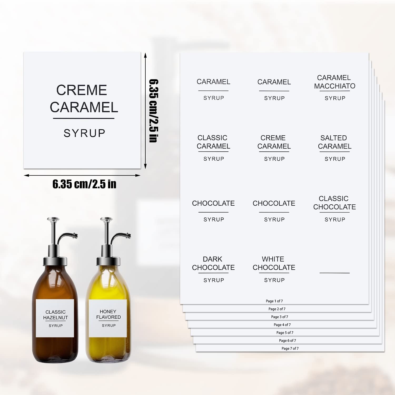 AIEX Coffee Syrup Labels, 84pcs Waterproof White Minimalist Stickers for Bott…