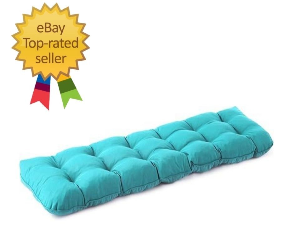 48x18x5" Waterproof Outdoor Bench Cushion – Fade-Resistant Teal Blue