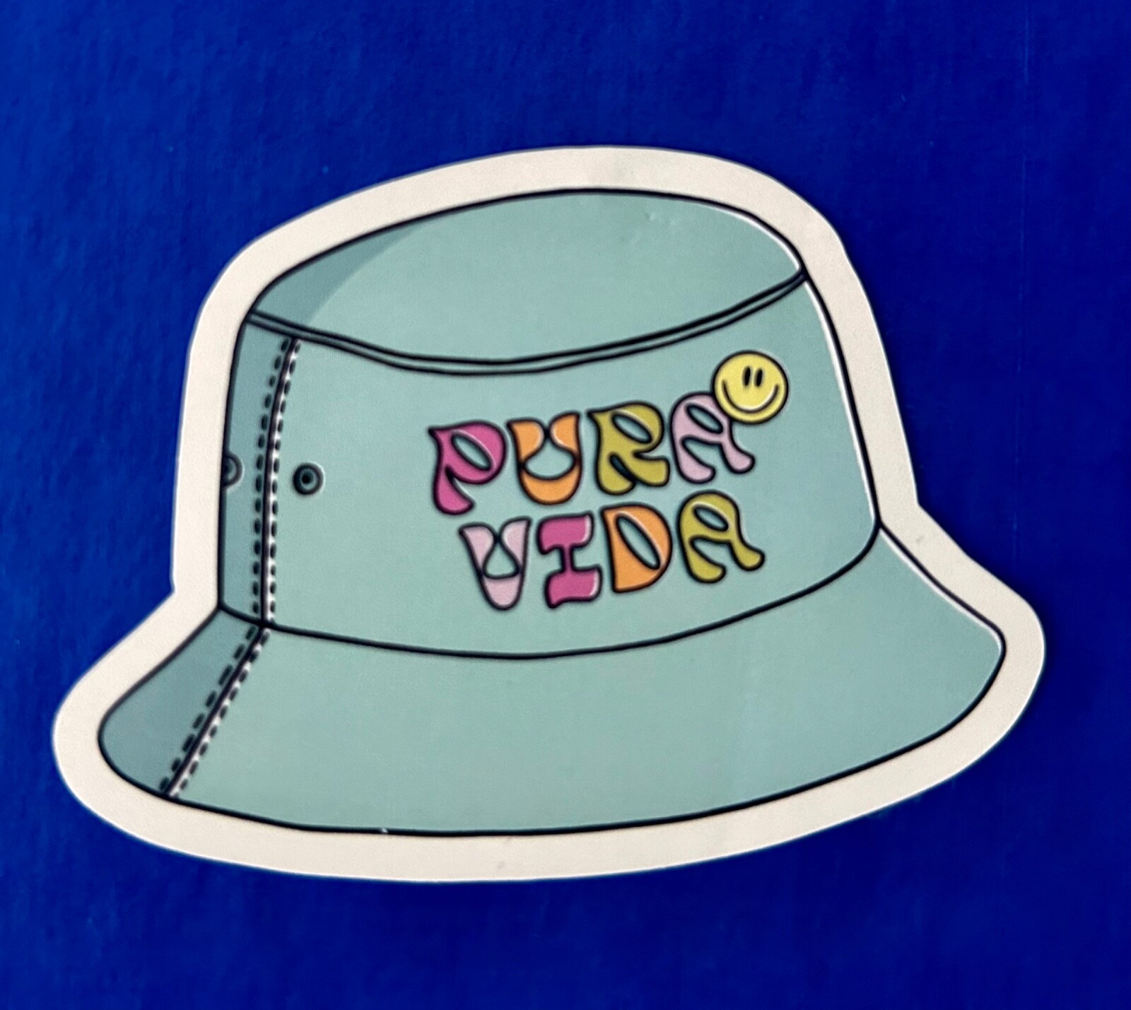 Pura Vida Sticker Bucket Hat with Logo NEW out of pack