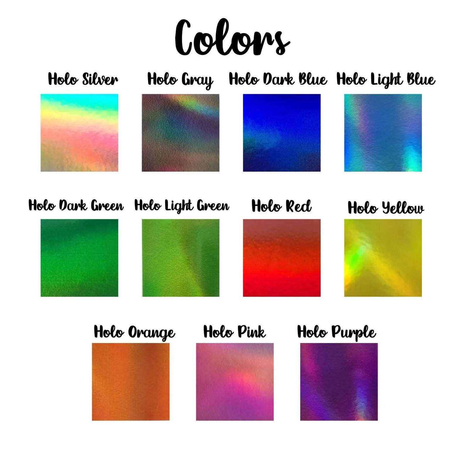 Holographic Personalized Cursive Name Decal, Multiple Colors